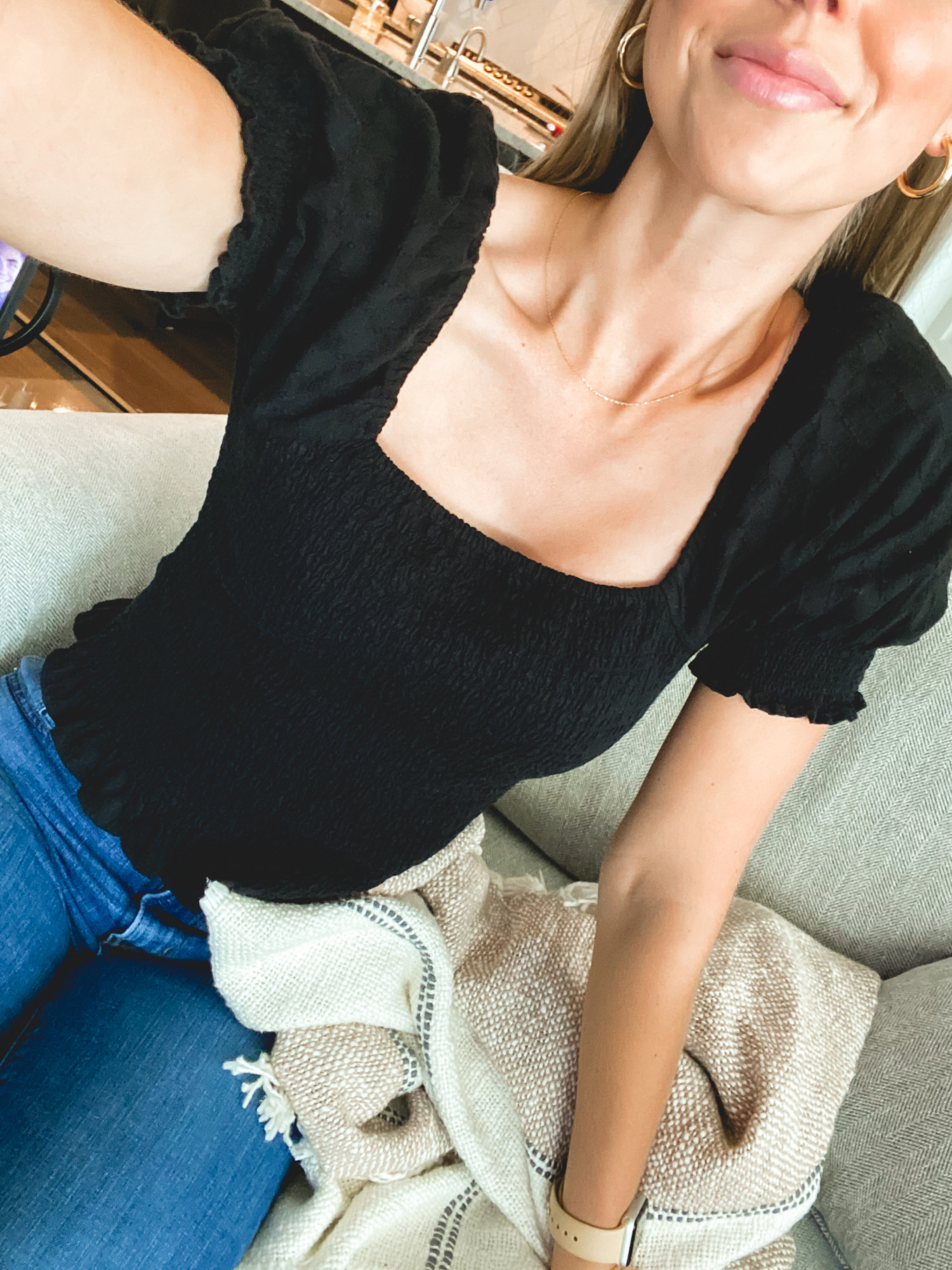 smocked top from madewell